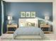 Serene bedroom with light blue bedding and wood accents at 4499 Potters Wheel Dr, Fort Mill, SC 29715
