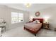 Bedroom with a rust colored bed frame and window coverings at 1511 Churchill Downs Dr, Waxhaw, NC 28173