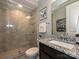 Bathroom with shower, toilet, granite vanity, and modern fixtures at 946 Emory Ln, Fort Mill, SC 29708