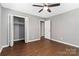 The bedroom includes a closet, ceiling fan, and hardwood floors at 1637 Sumner Dr, Rock Hill, SC 29732