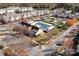 Aerial view of community pool and surrounding townhomes at 18107 Amberwood Glen Dr, Cornelius, NC 28031