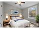 Virtually staged bedroom with a queen bed and wood nightstands at 2029 Big Dipper Dr, Clover, SC 29710