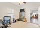 Comfortable bedroom with carpet, ceiling fan, with easy access to the dining room at 8931 Meadow Vista Rd, Charlotte, NC 28213