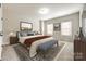 Staged bedroom features neutral paint, carpet, and windows with lots of natural light at 373 Fischer Rd, Fort Mill, SC 29715