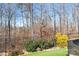 Private backyard with a metal fence and landscaping, offering a wooded view at 136 Chimney Rock Ct, Denver, NC 28037