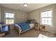 Bedroom featuring two windows, carpeted floors, and a full-size bed at 3877 Lake Breeze Dr, Sherrills Ford, NC 28673