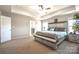 This main bedroom boasts a tray ceiling, neutral walls, and access to a bathroom at 3877 Lake Breeze Dr, Sherrills Ford, NC 28673