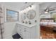 Double vanity bathroom with view to bedroom at 955 Goodnight Rd, Salisbury, NC 28147