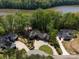 Aerial view of estate homes with lush landscaping and lake access, offering serene waterfront living at 1140 Inlet Pointe Rd, Salisbury, NC 28146