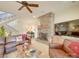 Basement living room showcasing a stone fireplace and comfortable seating at 1140 Inlet Pointe Rd, Salisbury, NC 28146