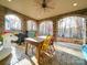 Covered patio with stone arches, table and chairs overlooking a scenic backyard at 1140 Inlet Pointe Rd, Salisbury, NC 28146
