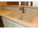 Close-up of kitchen sink with modern faucet and backsplash tile detail with large double-bowl sink at 194 E Jay Dr # 3, Taylorsville, NC 28681