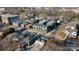 Aerial view showcasing modern townhomes within a vibrant neighborhood setting near urban area at 819 E 36Th St, Charlotte, NC 28205