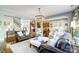 Open-concept living room with hardwood floors and easy access to the kitchen and dining areas at 16515 Governors Club Ct, Charlotte, NC 28278