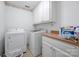 Well-lit laundry room featuring a washing machine, dryer, and ample counter space for folding at 3513 Country Club Dr, Gastonia, NC 28056