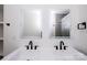 The bathroom features dual sinks, modern fixtures, and updated tile shower at 6534 Providence Rd, Charlotte, NC 28226