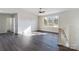 Spacious living room with hardwood floors and ceiling fan at 2061 Gary Ln, Hickory, NC 28602