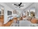 Bright living room featuring hardwood floors, modern furnishings, and abundant natural light at 3940 Irvington Dr, Charlotte, NC 28205