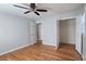 Bedroom with hardwood floors, ceiling fan and closet at 433 Pamela St, Gastonia, NC 28054