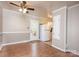 Hardwood floor dining area with access to back patio at 5315 Ruth Dr, Charlotte, NC 28215