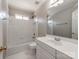 Clean bathroom with shower/tub combo and vanity at 5839 Painted Fern Ct, Charlotte, NC 28269