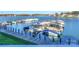 Aerial view of the docks with powerboats, sail boats and pier at 18631 Vineyard Point Ln, Cornelius, NC 28031