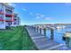 Beautiful waterfront view with a private balcony overlooking a marina filled with many boats and clear blue skies at 18631 Vineyard Point Ln, Cornelius, NC 28031