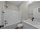 Bathroom features a bathtub/shower combo, a granite vanity, and matte black hardware at 5037 Faith Rd, Salisbury, NC 28146