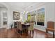 Dining room featuring hardwood floors, a chandelier, and a large window view at 1236 Avalon Pl, Matthews, NC 28104