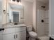 Bathroom with shower and granite countertop at 511 E Sycamore St, Lincolnton, NC 28092