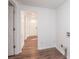 Laundry room with wood-look floors and access to exterior at 678 Wagner St, Troutman, NC 28166