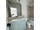 The bathroom featuring tile floors, and light blue vanity with a stone countertop at 1875 Rock Hill Church Rd # 4, Matthews, NC 28104