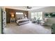 This main bedroom features a stylish, neutral palette and views of the wooded property at 1875 Rock Hill Church Rd # 4, Matthews, NC 28104