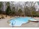 Private backyard pool and spa surrounded by mature trees and landscaping at 1038 Rolling Park Ln, Fort Mill, SC 29715