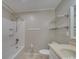 Clean bathroom with a tub shower, and updated shelving at 106 Fox Run Dr, Fort Mill, SC 29715