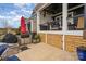 Outdoor patio featuring built-in grill and ceiling fan at 112 Sisters Cove Ct, Mooresville, NC 28117