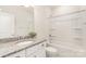 Clean bathroom with granite vanity and shower/tub combo at 833 River Park Rd, Belmont, NC 28012