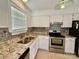 Modern kitchen with granite countertops and white cabinets at 6130 Heathstone Ln, Charlotte, NC 28210