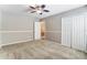 Spacious bedroom with ceiling fan, double closet and neutral walls at 3116 S Legacy Park Blvd, Fort Mill, SC 29707