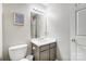 Bathroom with vanity, toilet and shower/tub combo at 9149 Washam Potts Rd, Cornelius, NC 28031