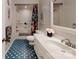 Clean bathroom with a shower/tub combo and updated vanity at 104 Woodvale Cir, Lincolnton, NC 28092