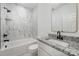 Bathroom featuring tiled shower and granite-topped vanity and sink at 2503 Parnell Dr, Shelby, NC 28150