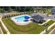 Aerial view of community pool, clubhouse, and playground at 3721 Cullen Meadows Dr, Davidson, NC 28036