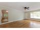 Bright living room features hardwood floors and ample space at 549 Spring Sw St, Concord, NC 28025