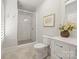 Clean bathroom with a walk-in shower and modern vanity at 1117 Churchill Commons Dr, Charlotte, NC 28211