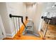 Stairwell leading to the basement, featuring a combination of hardwood and carpeted stairs at 1115 Stony Point Rd, Kings Mountain, NC 28086