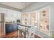 Kitchen boasts granite countertops, white and blue cabinets, and a kitchen island at 108 Elm St, New London, NC 28127