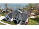 Aerial view showcasing the home's roof with solar panels, landscaping, and inviting entrance at 5056 Bridge Way, Denver, NC 28037