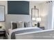 Serene bedroom with a plush bed, dark accent wall, stylish nightstands, and elegant lighting, creating a relaxing retreat at 14042 Aikenwood Dr, Charlotte, NC 28278