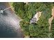 Aerial view of house and lakefront lot at 800 Lakeview Shores Loop, Mooresville, NC 28117